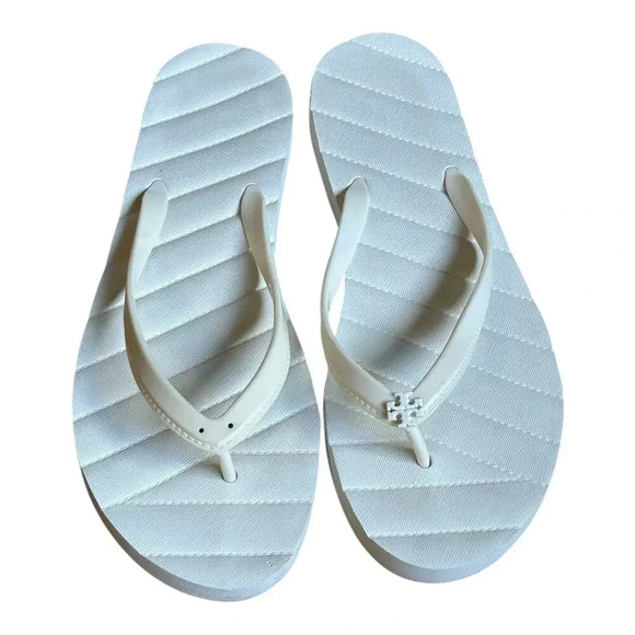 Tory Birch Kira Flip Flops Sandals Cream Ivory color size 11 M  Logo Women’s - Picture 5 of 6